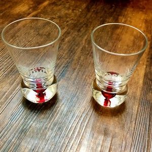 Set of two 2.5 - 3 ounce cordial liqueur glasses di Amore handblown shot glasses